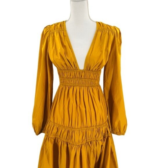 Petal & Pup NEW Dani Long Sleeve Cotton Maxi Dress in Mustard Yellow Size S - Picture 5 of 12